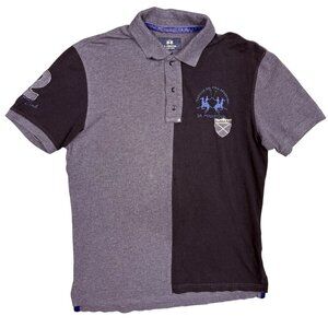 La Martina Polo Shirt Black/Grey Short Sleeve Embroidered Small